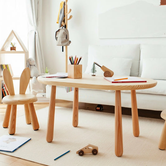 Kids Table and Bunny Chair, Solid Pine