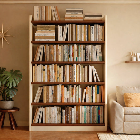 Two-Tone Floor Bookshelf, Solid Wood Eco-Board
