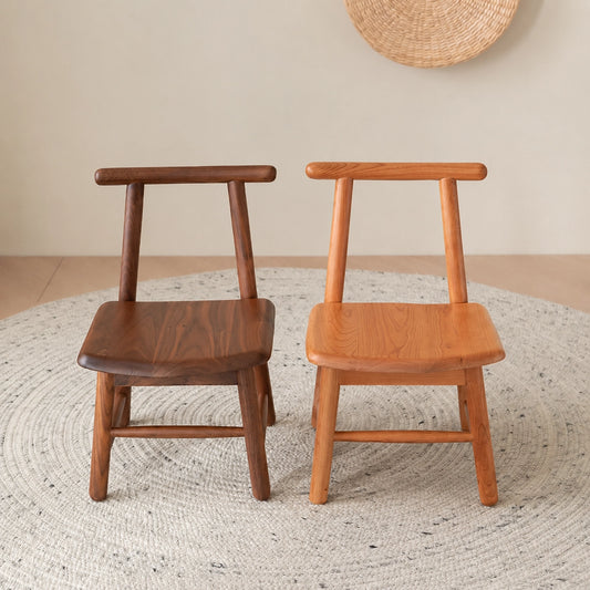 Solid Wood Kids Backrest Chair and Low Stool
