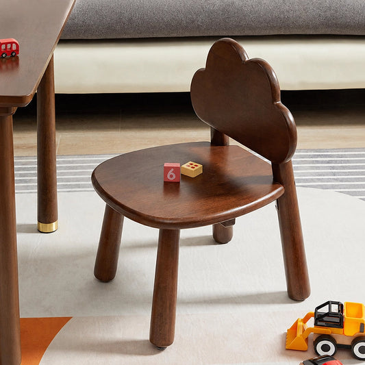 Cute Backrest Toddler Chair, Solid Rubber Wood