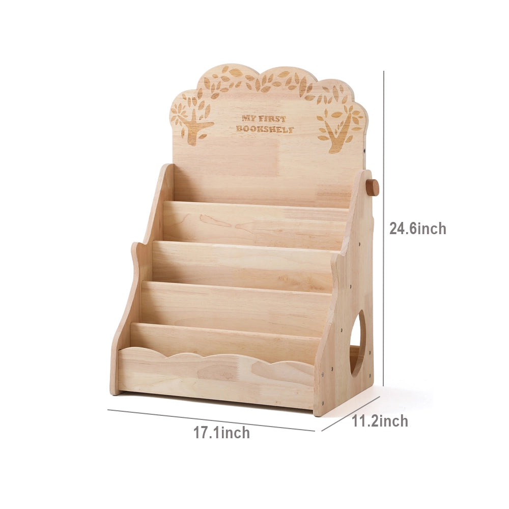 Front-Facing Montessori Bookshelf & Chalkboard, Solid Pine