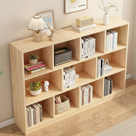 Staggered Cubby Bookshelf, Solid Pine