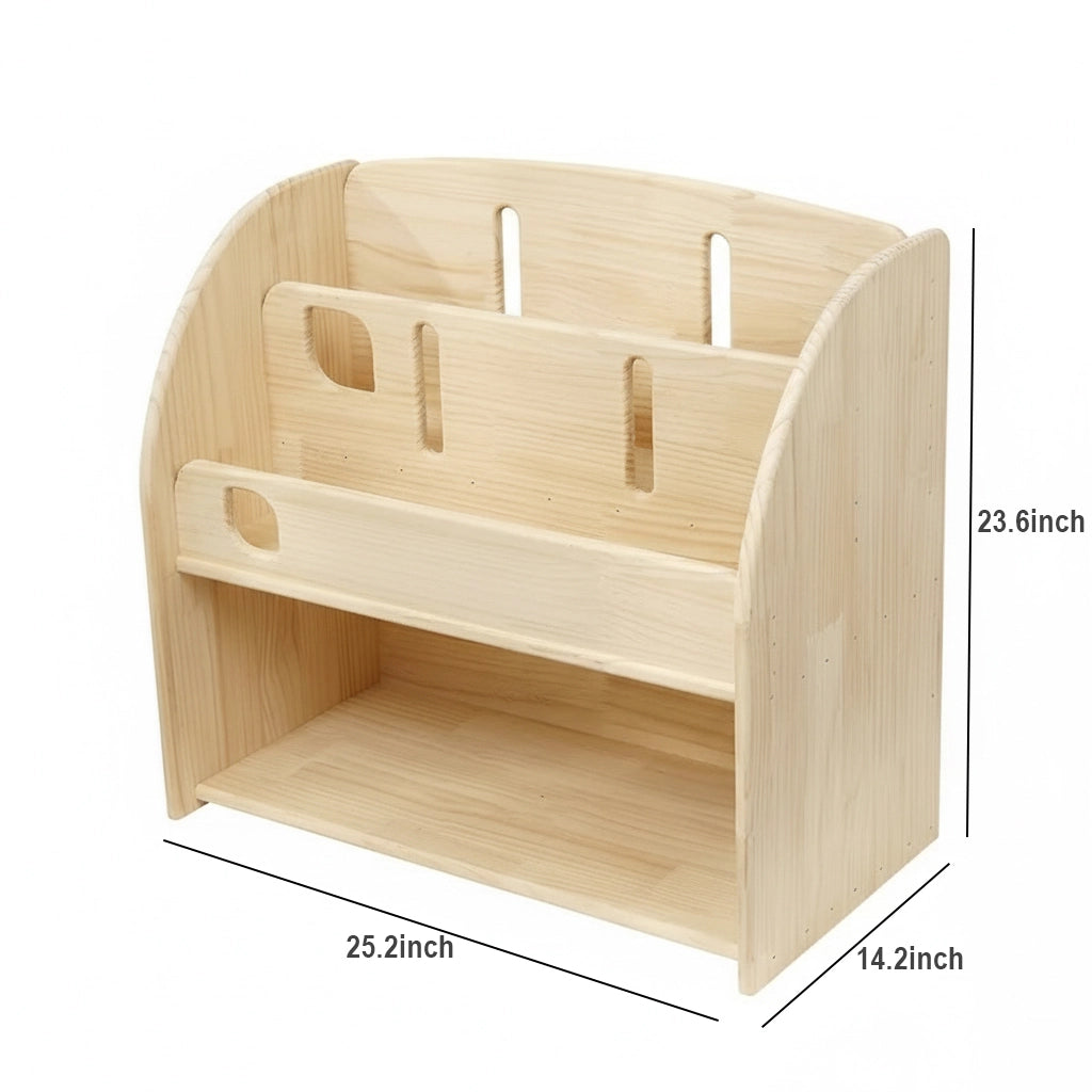 Montessori Kids Bookshelf with Toy Cubby
