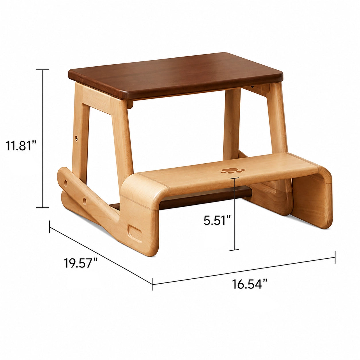 2-in-1 Toddler Step Stool and Chair, Solid Beech Wood