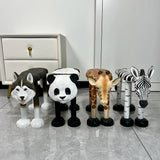 Hand-Carved Animal Low Stool for Toddlers, Solid Basswood