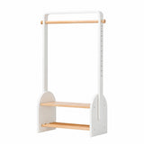 Kids Coat Rack with Shoe Bench and Height Scale, Solid Beech Wood