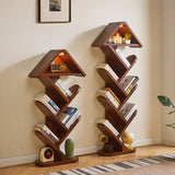 Tree Shape Floor Bookshelf, Solid Rubber Wood