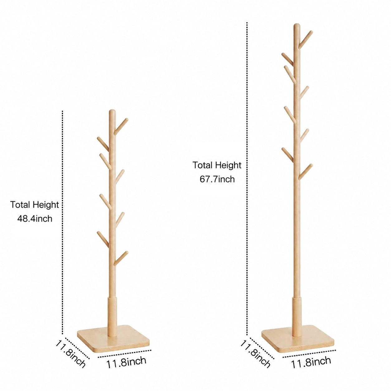 Adjustable Tree Coat Rack for Kids, Solid Wood