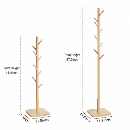 Adjustable Tree Coat Rack for Kids, Solid Wood