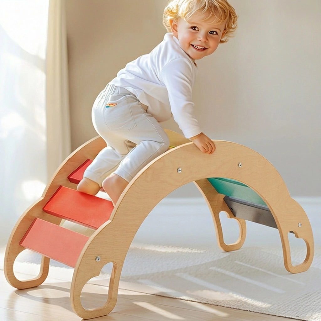 Montessori Climbing Arch and Rocker, Eucalyptus Plywood