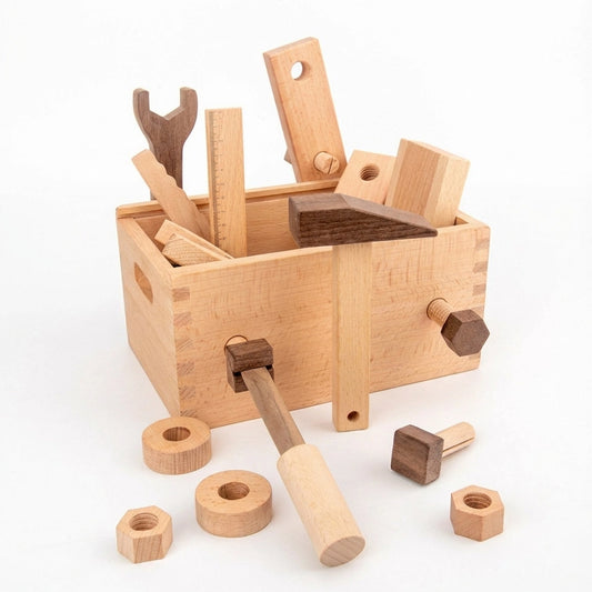 Montessori Kids Tool Box, Solid Beech Wood