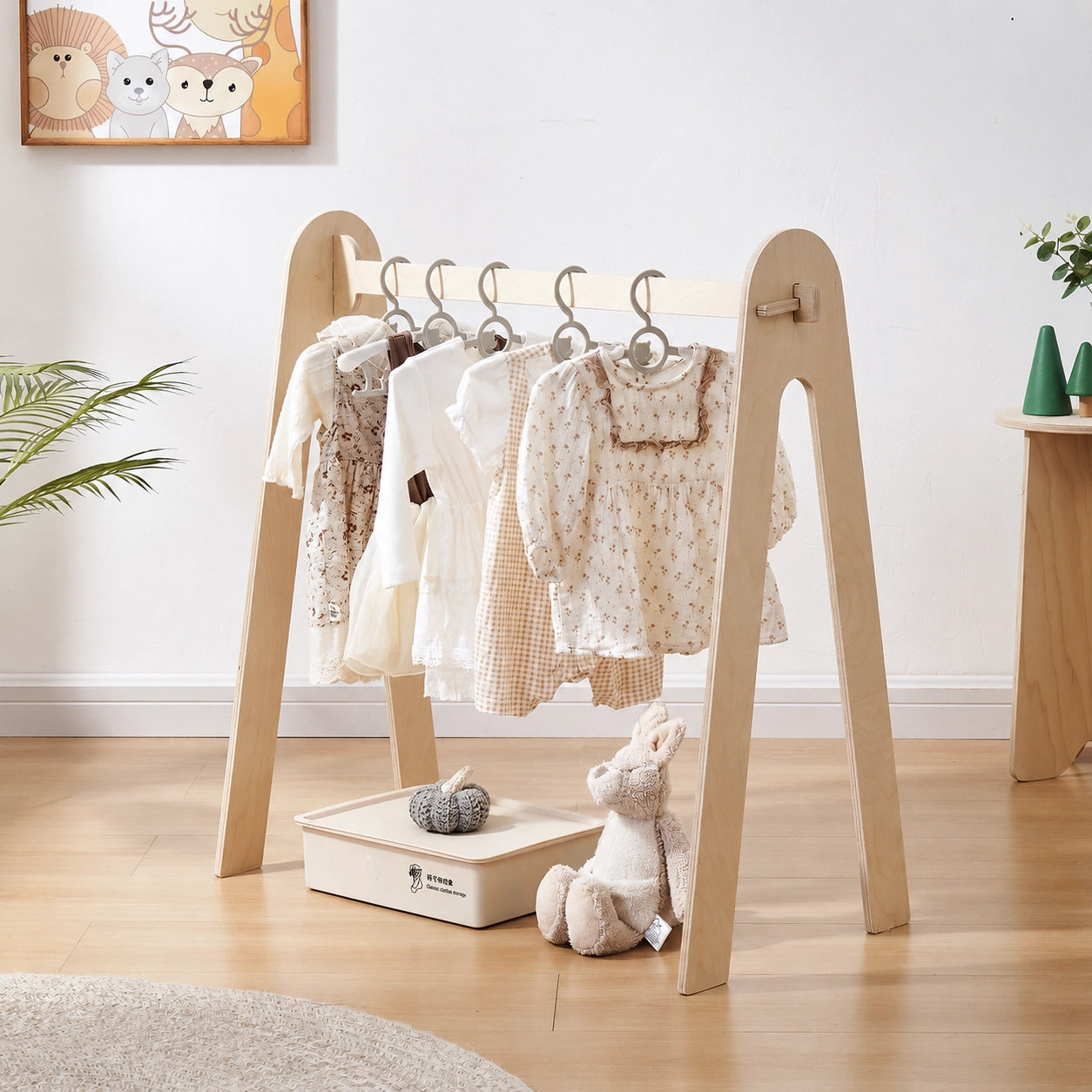 Low-Profile Toddler Garment Rack, Marine Plywood