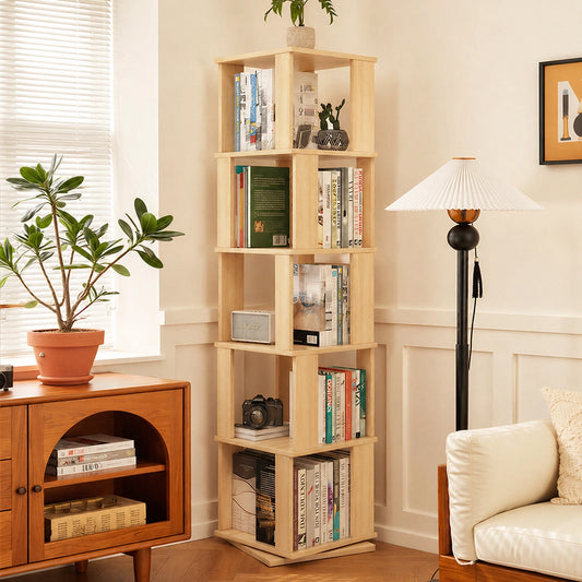 360° Rotating Bookshelf for Kids, Solid Pine