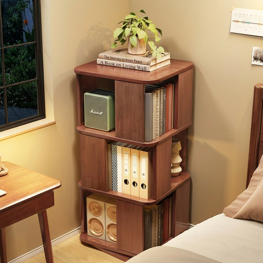 360 Degree Rotating Bookshelf, Solid Rubberwood