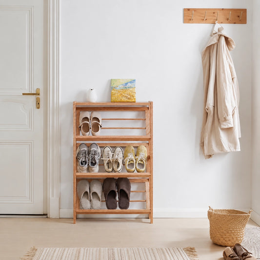 Slanted Solid Wood Shoe Rack, Solid Beech Wood
