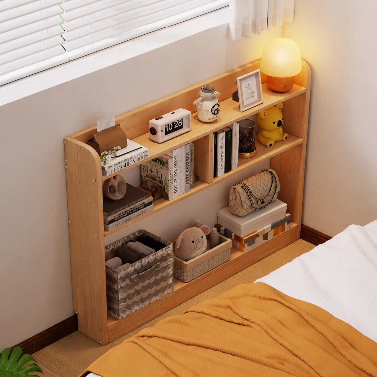 Space-Saving Narrow Bookshelf, Solid Pine