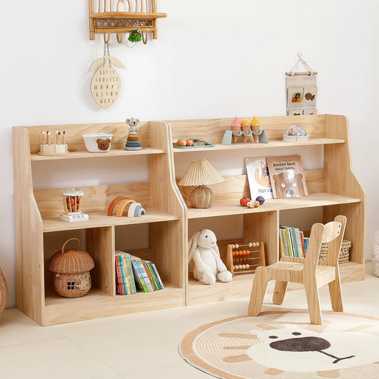 Kids Montessori Toy Organizer, Unfinished Pine