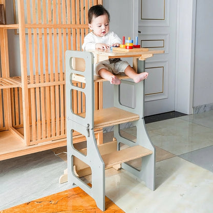 3-in-1 Montessori Toddler Step Stool, Birch Plywood