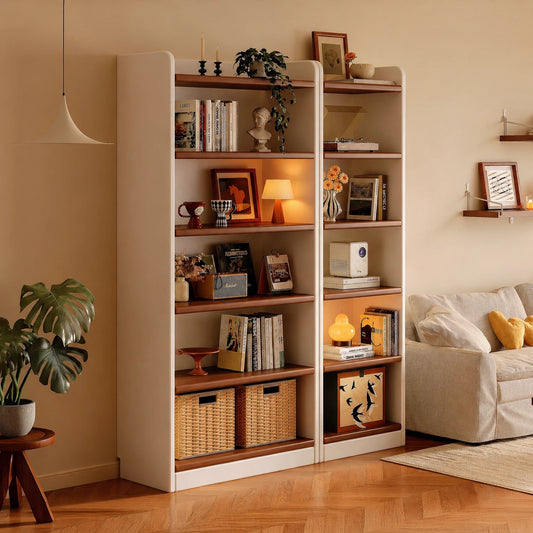Two-Tone Floor Bookshelf, Solid Wood Eco-Board