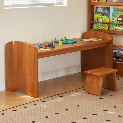 Kids Activity Table and Stool, Solid Rubber Wood