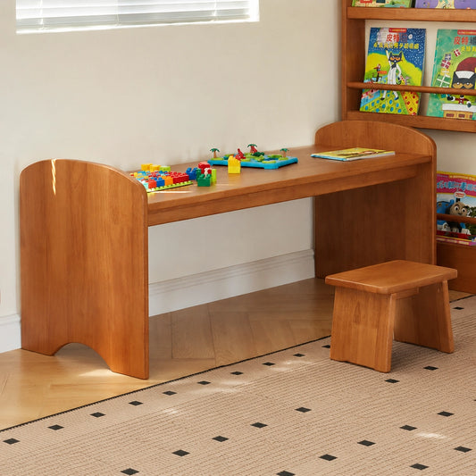 Kids Activity Table and Stool, Solid Rubber Wood