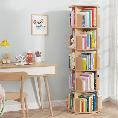 360-Degree Rotating Bookshelf, Solid Pine