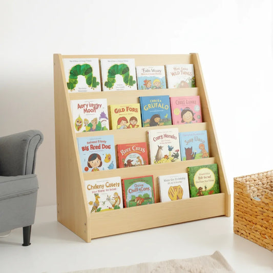 Pine Book Display Shelf for Kids— 4-Tier