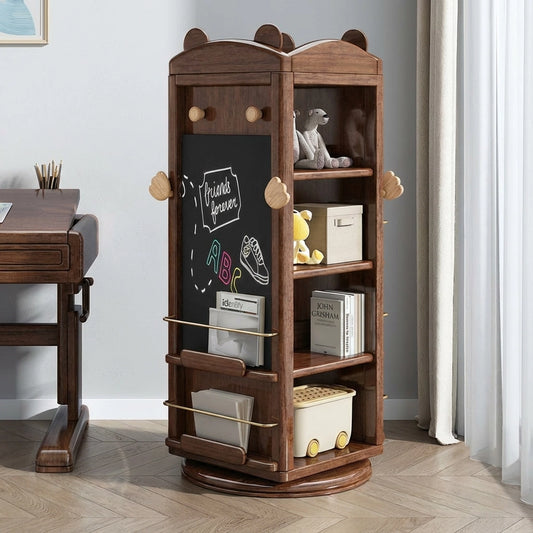 Rotating Solid Walnut Bookshelf