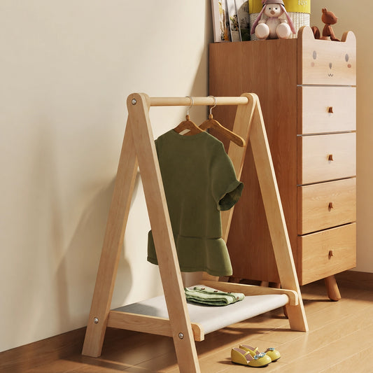 Foldable Kids Garment Rack, Solid Pine