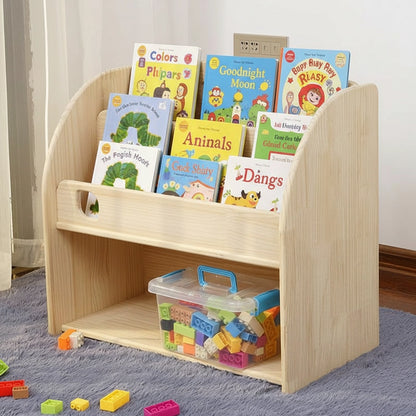 Montessori Kids Bookshelf with Toy Cubby