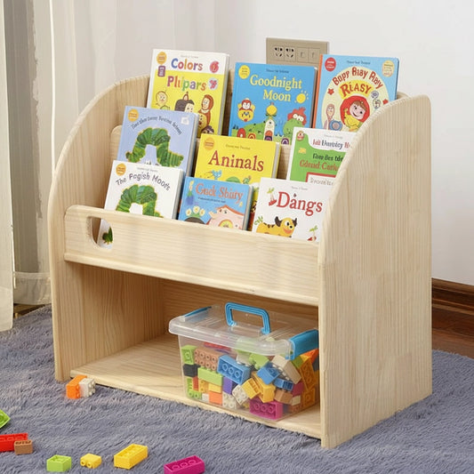 Montessori Kids Bookshelf with Toy Cubby