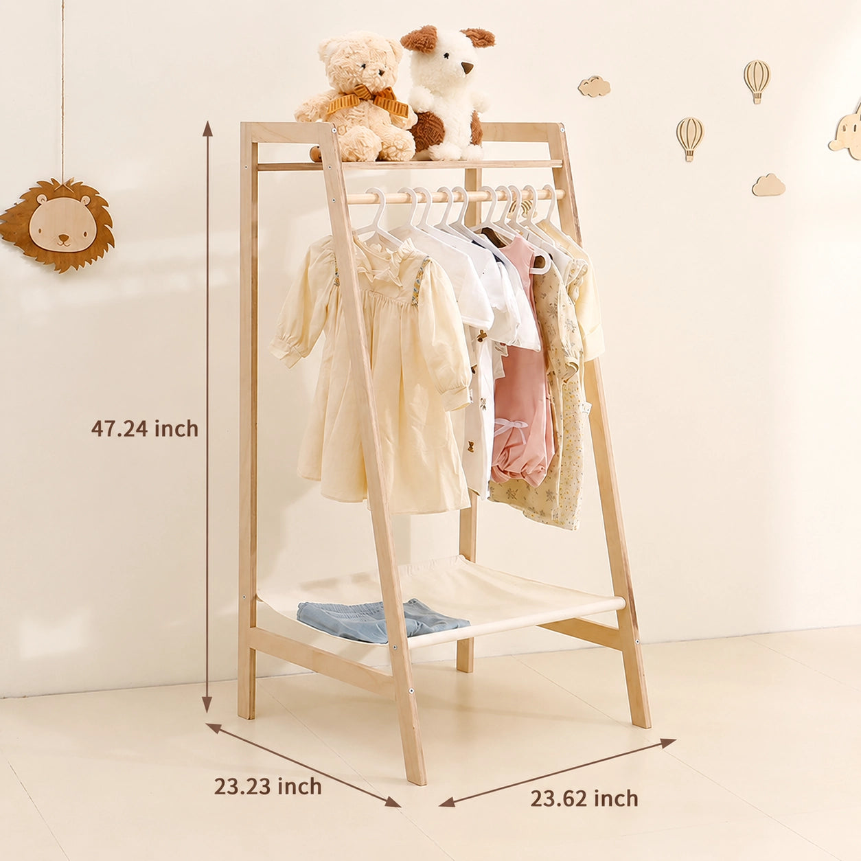 Toddler Clothing Rack & Open Wardrobe, Marine Plywood