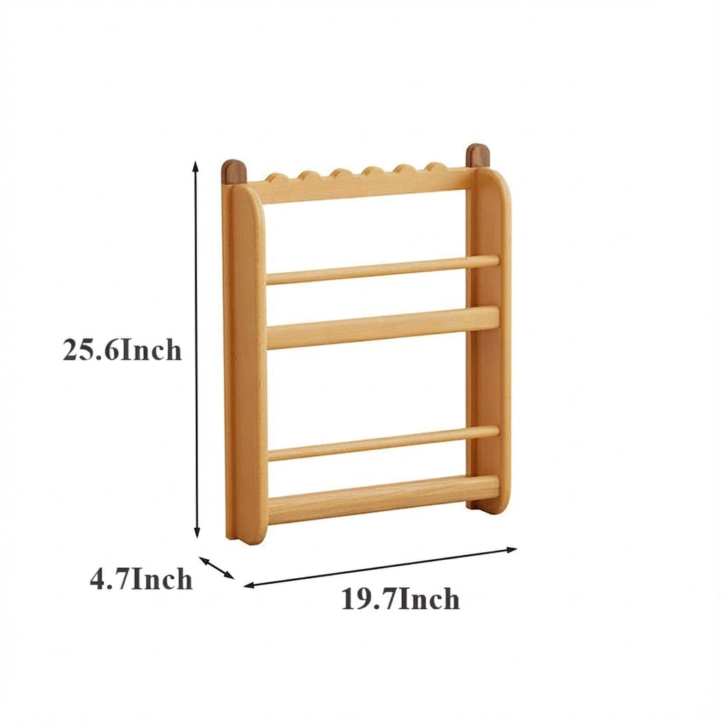 Front-Facing Montessori Wall Bookshelf, Solid Beech Wood