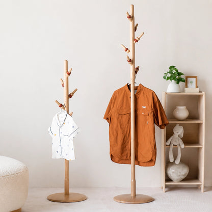 Adjustable Standing Coat Rack for Kids, Solid Maple