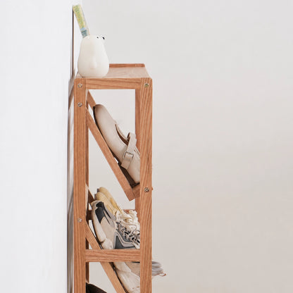 Slanted Solid Wood Shoe Rack, Solid Beech Wood