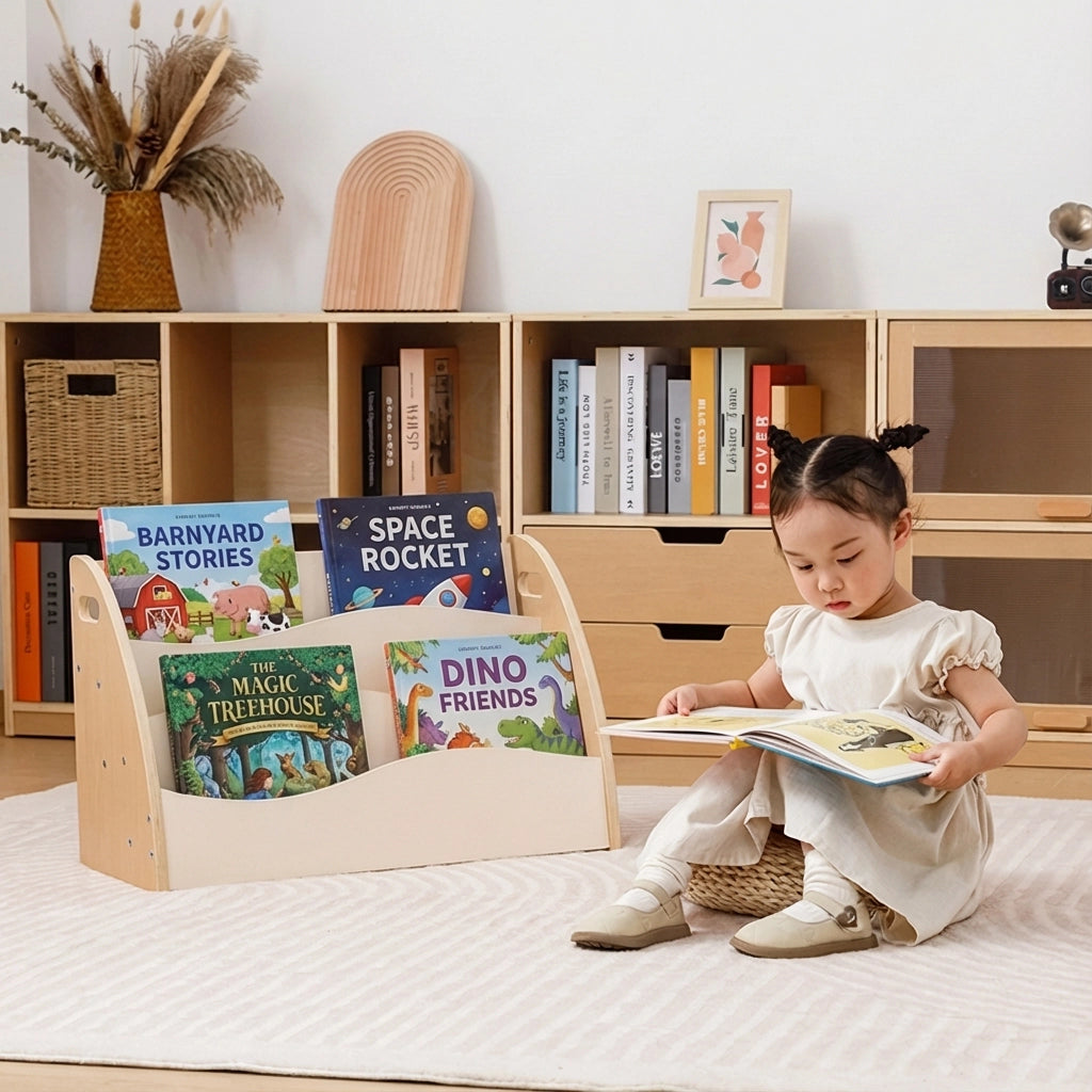 Front-Facing Montessori Baby Bookshelf, Plywood