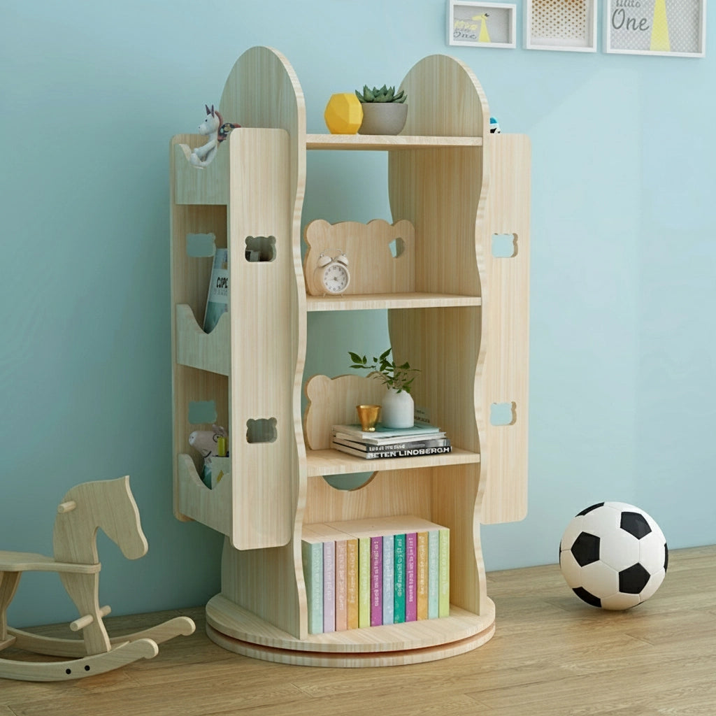 Rotating Montessori Kids Bookshelf