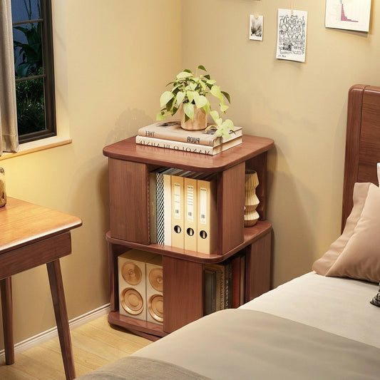 360 Degree Rotating Bookshelf, Solid Rubberwood