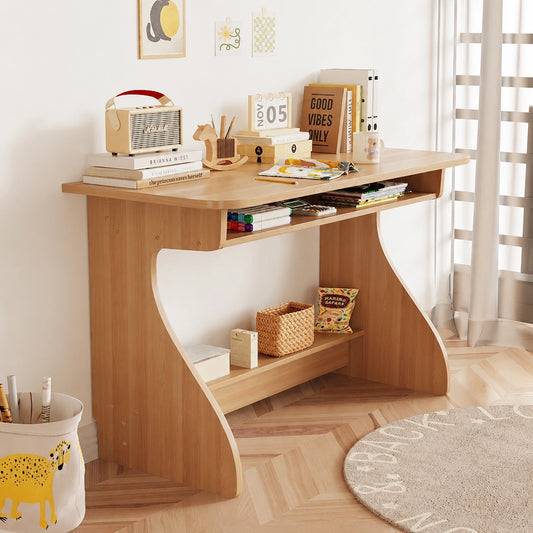 Children’s Study Desk and Adjustable Chair Set, Solid Pine