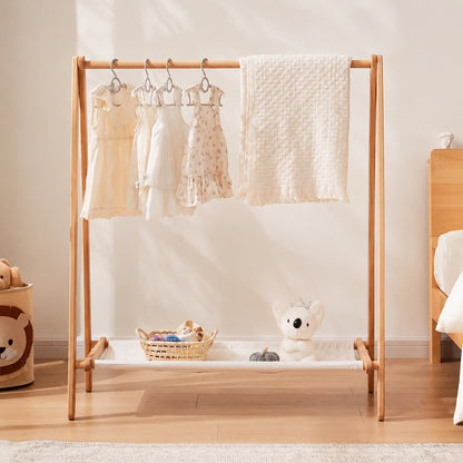 Freestanding Kids Garment Rack, Solid Beech Wood