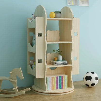 Rotating Montessori Bookshelf, Solid Pine