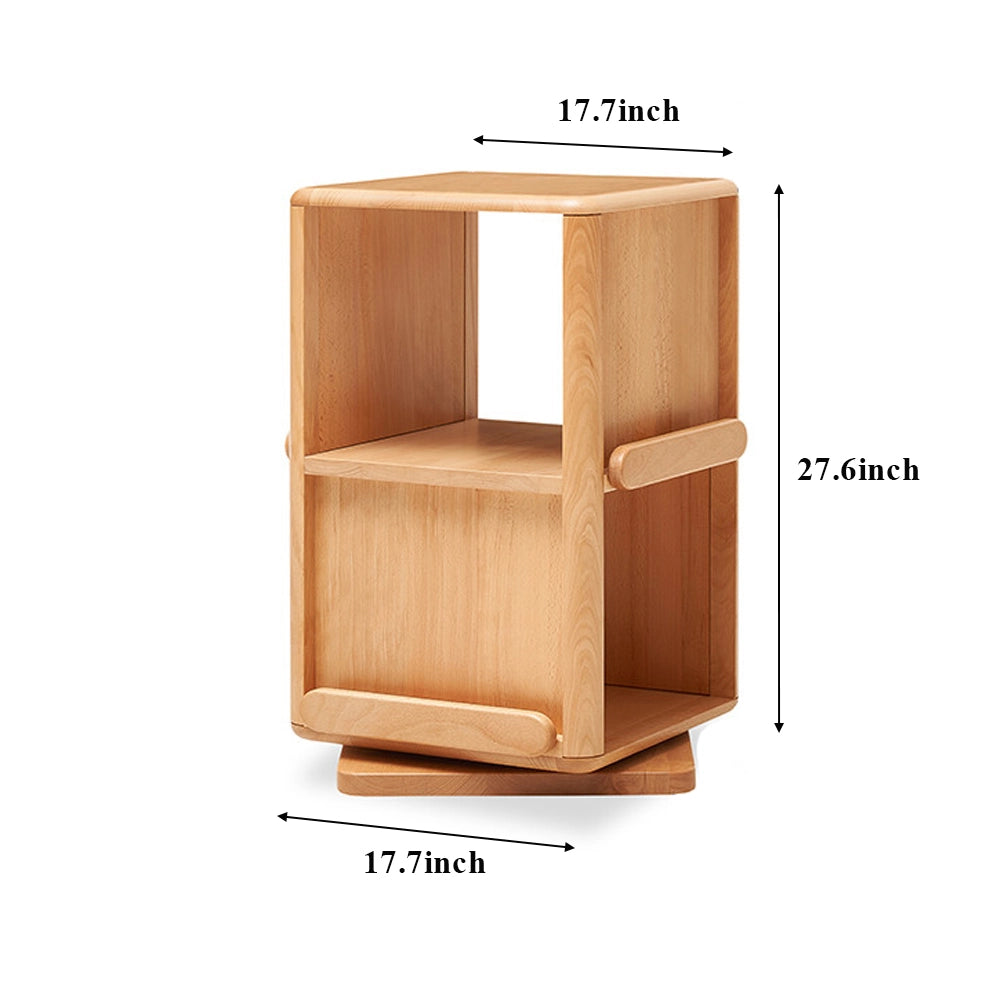 Rotating Solid Beech Kids Bookshelf Montessori Book Storage Tower