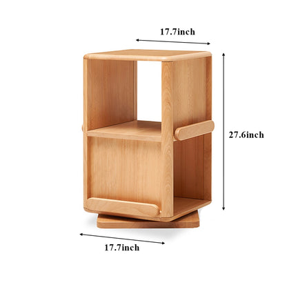Rotating Solid Beech Kids Bookshelf Montessori Book Storage Tower