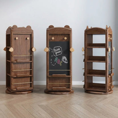 Rotating Solid Walnut Bookshelf