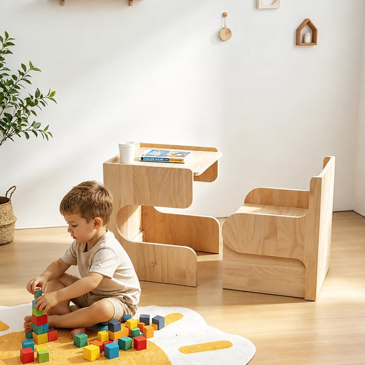 Convertible Toddler Table and Chair Set, Solid Pine
