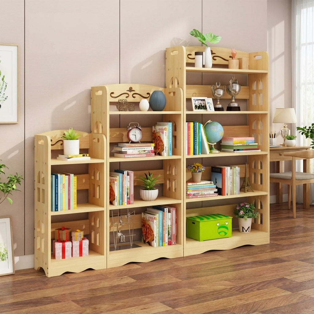 Vertical Kids Bookshelf, Solid Pine