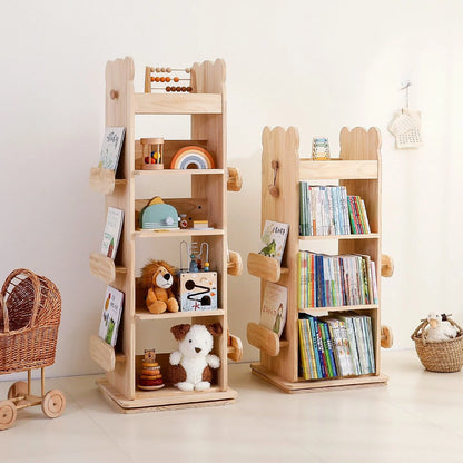 Kids Rotating Bookshelf, Solid Pine