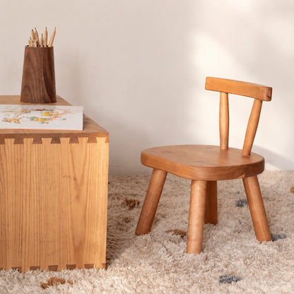 Toddler Chair with Curved Backrest, Solid Wood