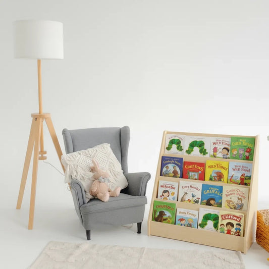 Pine Book Display Shelf for Kids— 4-Tier