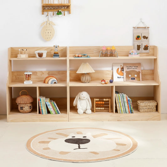 Kids Montessori Toy Organizer, Unfinished Pine